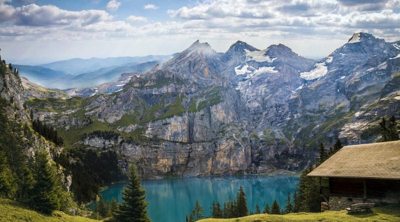 Switzerland, Alps, Matterhorn, lake, mountains, Swiss flag, Geneva