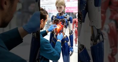 Guy teste le dernier robot de compagnie à l'expo
