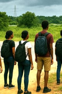 Les élèves luttent  pour aller à l'école