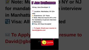 Offre d'emploi : Développeur Java Senior à Manhattan, NY