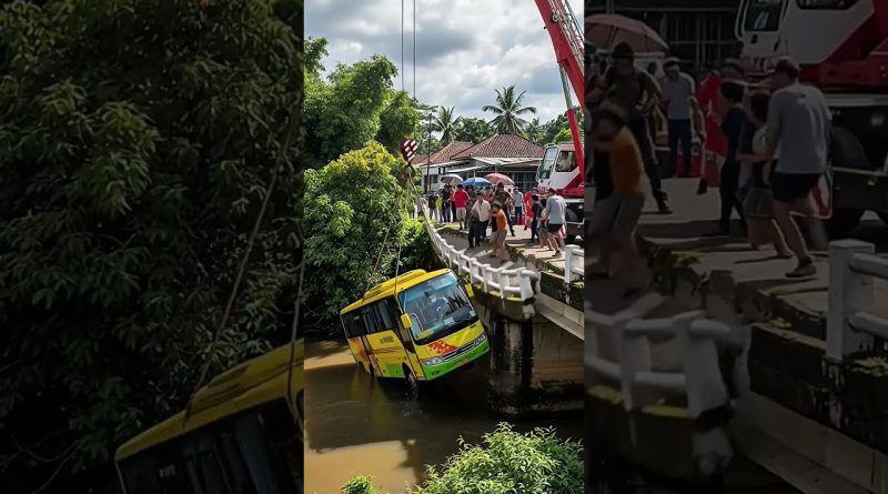Processus d'évacuation d'un bus tombé dans la rivière