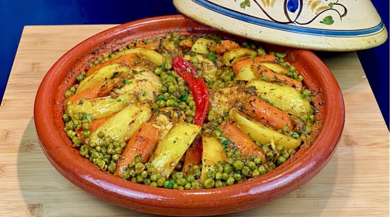 Tajine express au poulet, petits pois et carottes