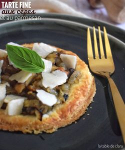 Tarte fine aux cèpes et au parmesan