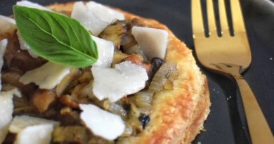 Tarte fine aux cèpes et au parmesan