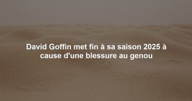 David Goffin met fin à sa saison 2025 à cause d'une blessure au genou