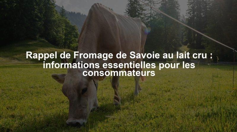 Rappel de Fromage de Savoie au lait cru : informations essentielles pour les consommateurs