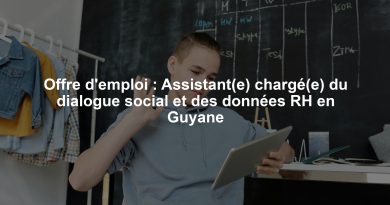 Offre d'emploi : Assistant(e) chargé(e) du dialogue social et des données RH en Guyane