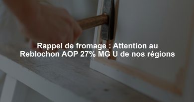Rappel de fromage : Attention au Reblochon AOP 27% MG U de nos régions