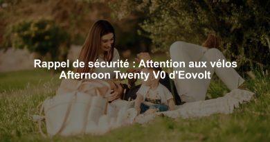 Rappel de sécurité : Attention aux vélos Afternoon Twenty V0 d'Eovolt