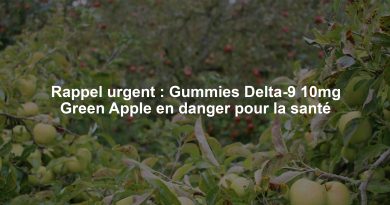 Rappel urgent : Gummies Delta-9 10mg Green Apple en danger pour la santé