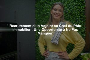 Recrutement d'un Adjoint au Chef du Pôle Immobilier : Une Opportunité à Ne Pas Manquer