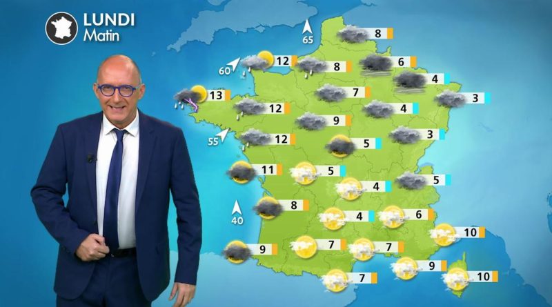 Météo du lundi 10 novembre : pluies à l'ouest, temps calme dans le reste du pays.