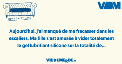 Attention : surfaces glissantes, ne laissez pas traîner vos affaires