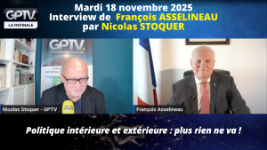 François Asselineau répond aux questions de Nicolas Stoquer sur GPTV, le 18 novembre 2025