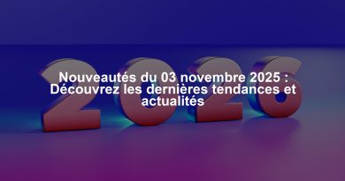 Nouveautés du 03 novembre 2025 : Découvrez les dernières tendances et actualités
