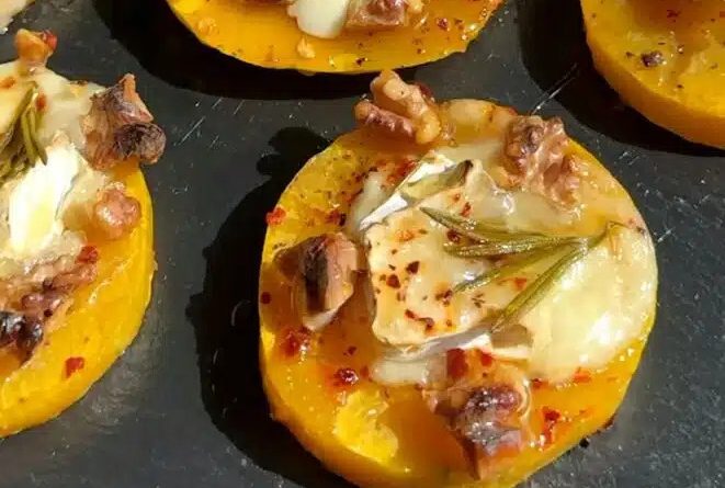 Recette de courge butternut rôtie au camembert et aux noix