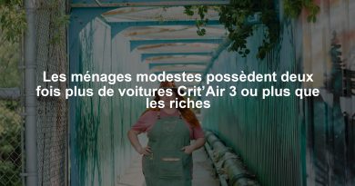 Les ménages modestes possèdent deux fois plus de voitures Crit’Air 3 ou plus que les riches