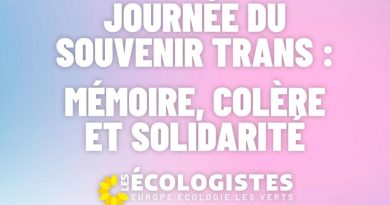 Journée du souvenir trans : mémoire, colère et solidarité avec Les Écologistes