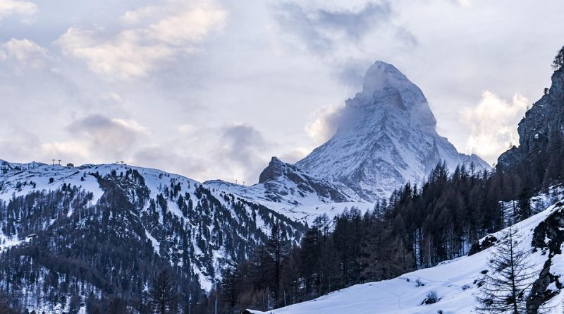 Switzerland, Alps, Matterhorn, lake, mountains, Swiss flag, Geneva