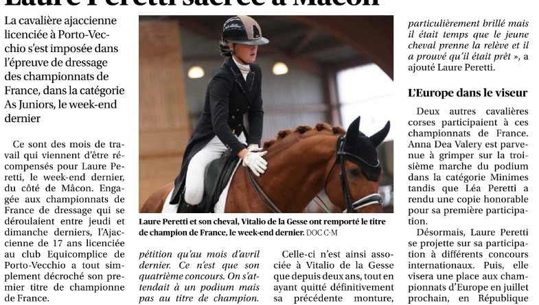 Article Corse Matin du 29 octobre 2025