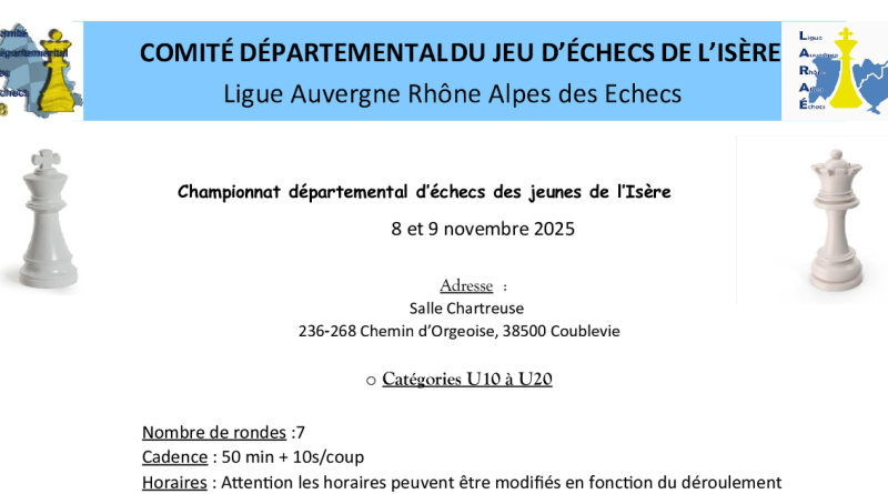 Championnat départemental Jeunes - 8 et 9 novembre à Coublevie