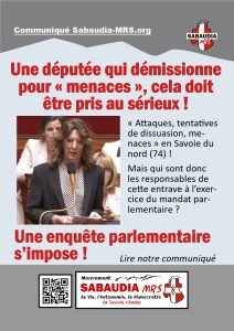 Démission de Christelle Petex : stop à la violence en politique ! - Sabaudia - MRS