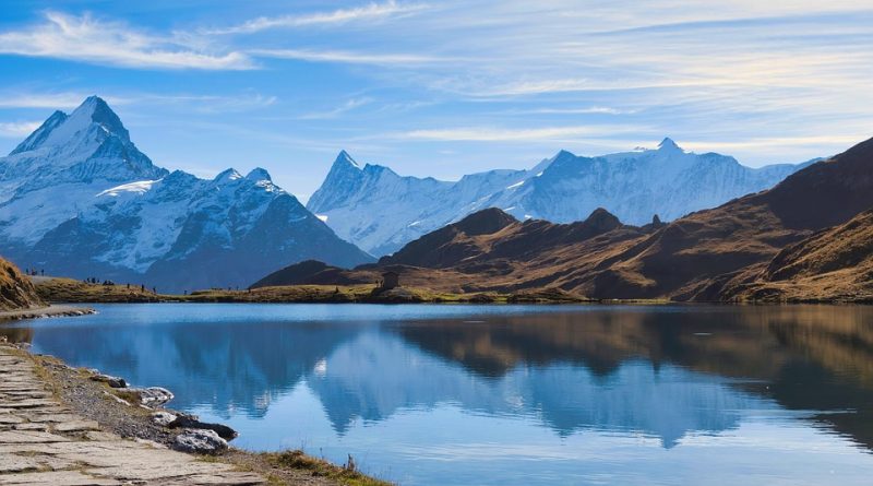 Switzerland, Alps, Matterhorn, lake, mountains, Swiss flag, Geneva