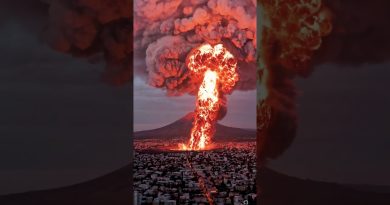 Éruption volcanique près d'une ville