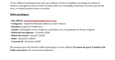 Fin de l'international Jeunes d'Annecy en 2026 - ASSOCIATION EDUCNAUTE-INFOS