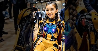 Guy teste le dernier robot de compagnie à l'Expo