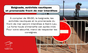 Houle : baignade, activités nautiques et promenade sur le front de mer interdites à Saint-Leu