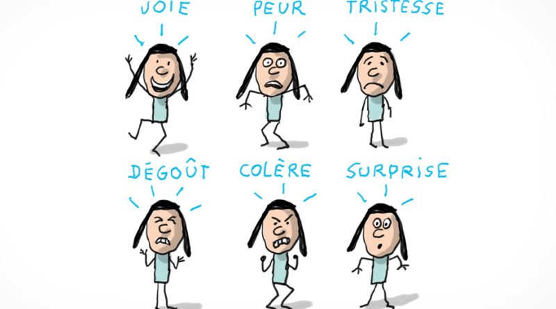 Un enfant exprime des émotions : la joie, la peur, la tristesse, le dégoût, la colère et la surprise.