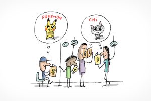 Dans un bus, des adultes et des enfants lisent tous des mangas comme Pokémon ou Chi.