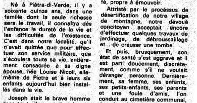 Joseph VINCIGUERRA, in memoriam (*) - Mairie de Pietra Di Verde
