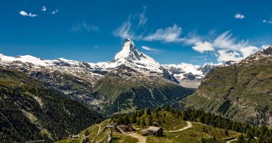 Switzerland, Alps, Matterhorn, lake, mountains, Swiss flag, Geneva