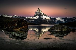 Switzerland, Alps, Matterhorn, lake, mountains, Swiss flag, Geneva