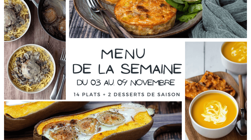 Menu de la semaine : recettes faciles et savoureuses pour novembre