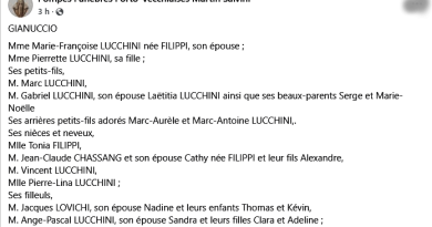 [Notice][Décès][Remerciements] Gianuccio & Monacia d'Aullène > Lucchini Marc.