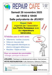 Nouveau Repair Café à Jeuxey le samedi 29 novembre