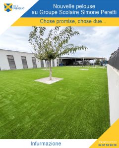 Nouvelle pelouse à l’École Simone Peretti - Mairie de Biguglia