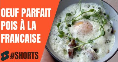 Oeuf parfait, petits pois et émulsion de lard maison