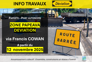 Papeete : huit mois de déviation pour travaux d’assainissement