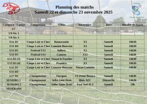 Planning des matchs