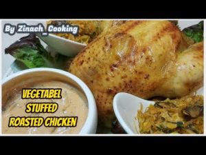 Poulet rôti farci aux légumes