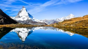 Switzerland, Alps, Matterhorn, lake, mountains, Swiss flag, Geneva