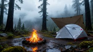Quatre jours de camping sous la pluie en montagne