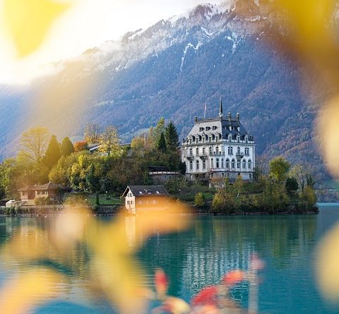 Switzerland, Alps, Matterhorn, lake, mountains, Swiss flag, Geneva