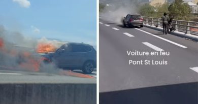 Saint-Louis : une voiture en feu sur le pont de la rivière Saint-Étienne