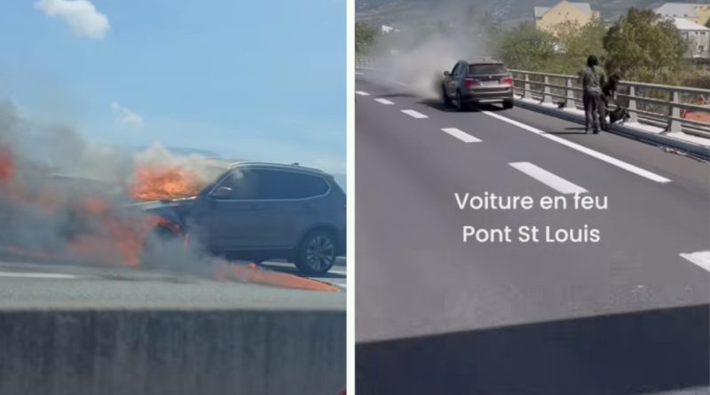 Saint-Louis : une voiture en feu sur le pont de la rivière Saint-Étienne