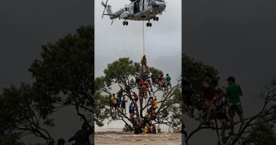 Secours en hélicoptère : inondations et orages dans un village